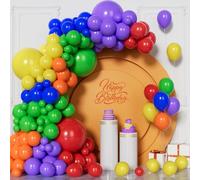 Unisun Rainbow Balloons, 130Pcs Matte Multicolored Balloon Garland Arch Kit, 5/10/12/18 Inch Assorted Latex Balloon for Men Boys Graduation Baby Shower Wedding Birthday Party Anniversary Decorations