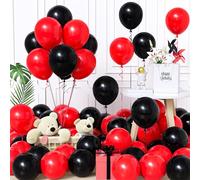 Unisun Red and Black balloons - WE Birthday Decorations, 60 Pcs 12 Inch Black Red Latex Balloons, for Wrestlinss Birthday Party, Graduation, Casino, Poker Card Theme Party Decoration