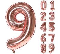 Unisun Rose Gold Balloon Number 9, 40 Inch Large Foil Number Balloons Giant 9 Digital Balloon for Women Girl Kids Birthday Party Wedding Anniversary Celebration Engagement Decorations