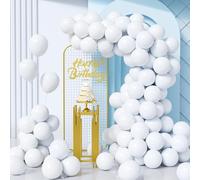 Unisun White Balloons, 100Pcs 10Inch Pastel White Balloon Garland Arch Kit with Ribbon Women Men Kids Birthday Wedding Proposal Anniversary Graduation Engagement Baby Bridal Shower Valentine Deco