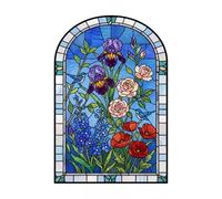 Unit Merch Stained Glass Window Sticker, Floral Botanical Arch Wall Decal, Clear, White or Static Cling Vinyl for Windows, Doors, Mirrors, Bedroom, Living Room, Nursery, Made in the UK