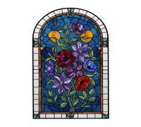 Unit Merch Stained Glass Window Sticker, Floral Botanical Arch Wall Decal, Clear, White or Static Cling Vinyl for Windows, Doors, Mirrors, Bedroom, Living Room, Nursery, Made in the UK