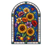 Unit Merch Stained Glass Window Sticker, Floral Botanical Arch Wall Decal, Clear, White or Static Cling Vinyl for Windows, Doors, Mirrors, Bedroom, Living Room, Nursery, Made in the UK