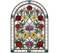 Unit Merch Stained Glass Window Sticker, Floral Botanical Arch Wall Decal, Clear, White or Static Cling Vinyl for Windows, Doors, Mirrors, Bedroom, Living Room, Nursery, Made in the UK