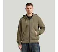 Unit Washed Full Zip Hooded Sweater - Brown - Men XS