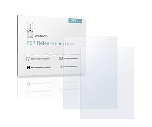 UniTak3D FEP Film Sheet for Photon S Mono ELEGOO Mars 2 Pro Phrozen UV DLP LCD Resin 3D Printers 200x140mmx0.15mm(Pack of 2Pcs)