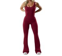 Unitard Women Yoga Bodysuits Womens Flared Jumpsuit Sexy Backless Gym Jumpsuits Playsuit Sleeveless Racerback Bodysuit V Neck All in One Wide Leg Bodycon Removable Padded Sports Romper Workout Outfit