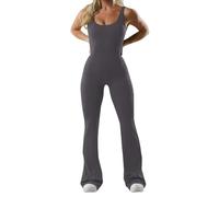 Unitard Women Yoga Bodysuits Womens Flared Jumpsuit Sexy Backless Gym Jumpsuits Playsuit Sleeveless Racerback Bodysuit V Neck All in One Wide Leg Bodycon Removable Padded Sports Romper Workout Outfit