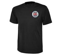 Unite The Kingdom Embroidered T-Shirt, Union Jack Flag Badge Tee Shirt, UK Pride Left Chest Embroidery Shirt, Patriotic Tee Black