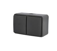 UNITEC Socket 2-Way AP/FR Aqua, Surface-Mounted, Suitable for Wet Rooms, IP54, for Indoor and Outdoor Use, Anthracite, Pack of 1
