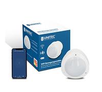 UNITEC WiFi motion detector infrared with alarm, sends notification to smartphone, WLAN capable, battery operated, Alexa/Hey Google compatible,Weiß