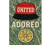 United Adored Wall Art Print, Manchester music, Mancunian, Red Bucket Hat with Lemon Design, Retro Style Poster. Size A4