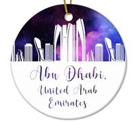 United Arab Emirates Abu Dhabi Christmas Ceramic Ornament City Landscape Silhouette Ceramic Christmas Keepsake City View Scenery Funny Ornament For Christmas Family Members 3 IN