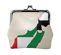 United Arab Emirates flag Map like a knife small makeup bag for purse,kiss lock bank card storage bag retro compact multifunctional change bag, Black, One Size, Art Deco