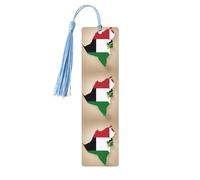 United Arab Emirates Flag Map01 Print Reading Page Markers Wooden Bookmarks, 5pcs Wood Bookmarks with Tassels, Gifts for Men Women
