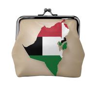 United Arab Emirates flag Map01 small makeup bag for purse,kiss lock bank card storage bag retro compact multifunctional change bag, Black, One Size, Art Deco
