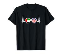 United Arab Emirates Great Britain Heartbeat British Flag T-Shirt