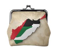 United Arab Emirates Map 02 small makeup bag for purse,kiss lock bank card storage bag retro compact multifunctional change bag, Black, One Size, Art Deco