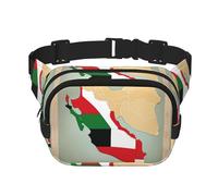 United Arab Emirates position map print Cute Large Black Fanny Packs for Women Cross Body Waist Bag Nylon Fashionable Fanny Pack, Black, One Size
