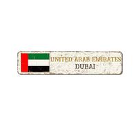 United Arab Emirates Retro Metal Plaque Tin Sign Dubai City Metal Signs Hanging Novelty Signs Farmhouse Decor Country Souvenir Sign National Flag Quality Metal Sign for Porch Outdoor 3"x12"