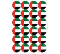 United Arab Emirates UAE National Flag Circular Matt Paper Stickers A4 Sheet of 24 (Each Sticker is 45mm Diameter)