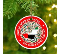 United Arab Emirates Xmas Ornament America Country Asia Africa Flags Round Christmas Tree Ornament Ceramic Round Global World Flag Travel Christmas Keepsake Xmas Tree Decoration