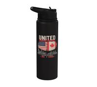 United Beyond Borders USA Canada Two Nations Stainless Steel Insulated Water Bottle