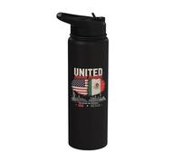United Beyond Borders USA Mexico Two Nations One Friendship Stainless Steel Insulated Water Bottle