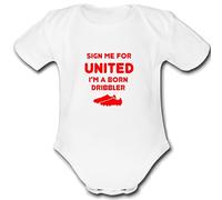 UNITED BORN DRIBBLER Unique Baby Vest Baby Utd Grow Babygrow Manchester Cute Funny Man Bodysuit United sheffield rotherham (6-9 Months)