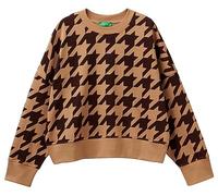 United Colors of Benetton Women's Jersey G/C M/L 3vhsd104o Sweatshirt, Pied De Poule Brown and Beige 67f, XS
