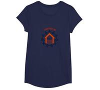 United in Amistad vs House: Community Solidarity Symbol T-Shirt, Girls, Navy, Medium