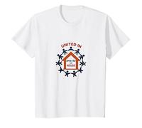 United in Amistad vs House: Community Solidarity Symbol T-Shirt, Kids, White, 12 Years
