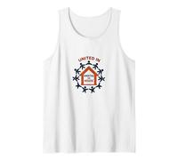 United in Amistad vs House: Community Solidarity Symbol Tank Top, Men, White, M