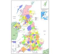 United Kingdom Administrative Paper Laminated Map - A0 Size 84.1 x 118.9 cm