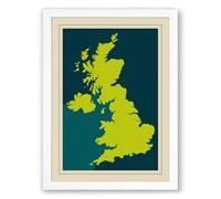 United Kingdom and Ireland Minimalist Framed Wall Art Print A1 (84.1×59.4cm) White, Wall Decor for Living Room, Bedroom, Office & Home, Ready to Hang, Art Gift