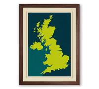 United Kingdom and Ireland Minimalist Framed Wall Art Print A3 (42×29.7cm) Walnut, Wall Decor for Living Room, Bedroom, Office & Home, Ready to Hang, Art Gift