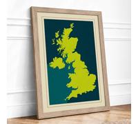 United Kingdom and Ireland Minimalist Framed Wall Art Print A3 Oak | Ready to Hang, Premium Gi Paper, Fade-Resistant Inks, Securely Packaged, UK Made