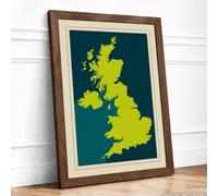 United Kingdom and Ireland Minimalist Framed Wall Art Print A4 (29.7×21cm) Walnut, Wall Decor for Living Room, Bedroom, Office & Home, Ready to Hang, Art Gift