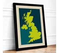 United Kingdom and Ireland Minimalist Framed Wall Art Print A4 Black