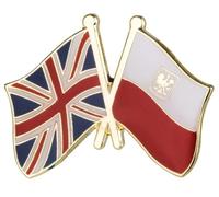 United Kingdom and Poland Naval Crest Crossed Flags Lapel Pin with Polish Crest - 2.4 x 1.9 cm - Diplomat Enamel Badge for Cultural & National Events