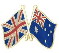 United Kingdom & Australia Friendship National Flag Enamel Metal Pin Badge Diplomat Lapel - 2.4cm x 1.9cm - Hard Enamel Union Jack and Australian Flag Brooch - UK Aussie
