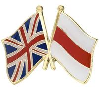 United Kingdom & Belarus Red Stripe UK Friendship National Flag Metal Enamel Pin Badge - 2.4cm x 1.9cm - Hard Enamel Crossed Flags Lapel Pin - British Belarusian Diplomatic