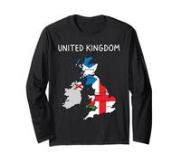 United Kingdom British Isles Scotland Wales England UK Map Long Sleeve T-Shirt