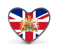 United Kingdom Coat of Arms Flag Cute Lapel Pins Heart Brooch Tie Suit Dress Accessories for Men Women Wedding Birthday