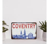 United Kingdom Coventry City Skyline 8X12 Inches Vintage Plaque Retro Funny Metal Sign Coventry Cityscape Vintage Sign For Home Kitchen Bathroom Farm Garden Garage Decor