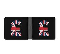 United Kingdom Currency Classic Bifold Wallet for Men PortableID Window Large Capacity Slim Leather Wallets