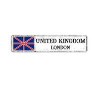 United Kingdom Custom Street Sign United Kingdom Flag Signs Capital City of Britain Metal Sign Funny Road Rustic Wall Art Home Decoration Gift for Foreign Friend, Neighbor 18x4inch
