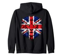 United Kingdom Flag Colors Lion Head Zip Hoodie