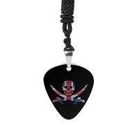 United Kingdom Flag Dead Skull Swords Guitar Pick Pendant Necklace for Acoustic Electric Bass Players Guitar Accessories Guitarist Gifts