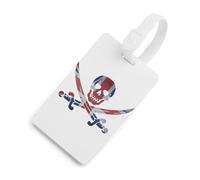 United Kingdom Flag Dead Skull Swords Luggage Tags for Suitcases Handbag Tag Labels Travel Accessories Privacy Cover ID Label